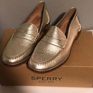 Gold Sperry Loafers